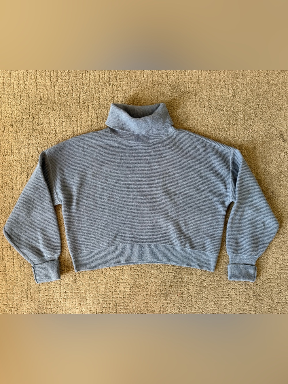 EUC Design Lab Slate Blue Cropped Turtleneck Sweater; Sz M